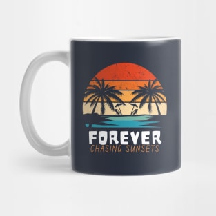 Forever Chasing Sunsets - Summer Cool Sayign - Summer Design Ideas | Summer Vintage Beach Sunset - Gift Idea for Family Vacation Mug